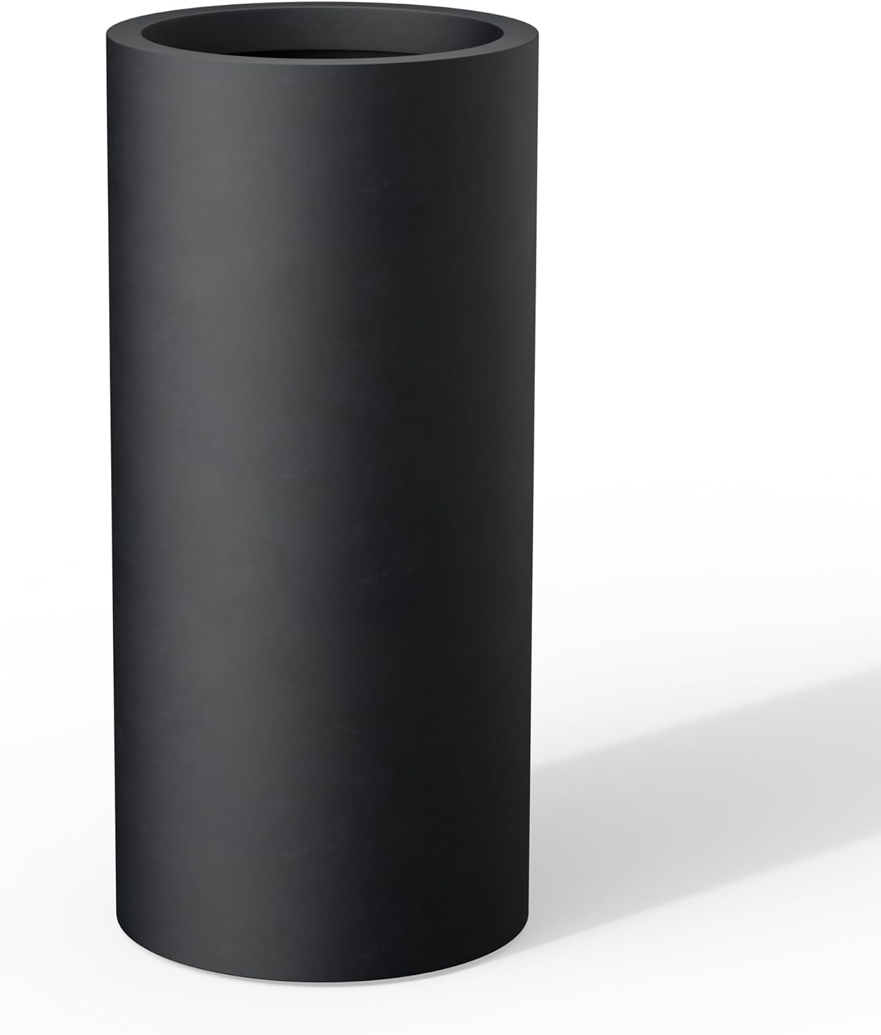 Kante 23.6 Inch Tall Cylindrical Planter, Large Round Plant Pots with Drainage Hole, Made with Concrete, Suitable for Indoor Outdoor Plants, Home Decor, Black