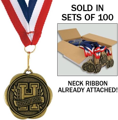 Set of 100 Award Medals with Neck Ribbons