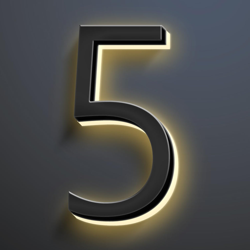 LED House Numbers, Stainless Steels Backlit LED Floating Home Address Numbers, Up-Scale Modern Look, Lighted House Numbers, Illuminated Address Numbers Signs,20 Inch/500mm,5
