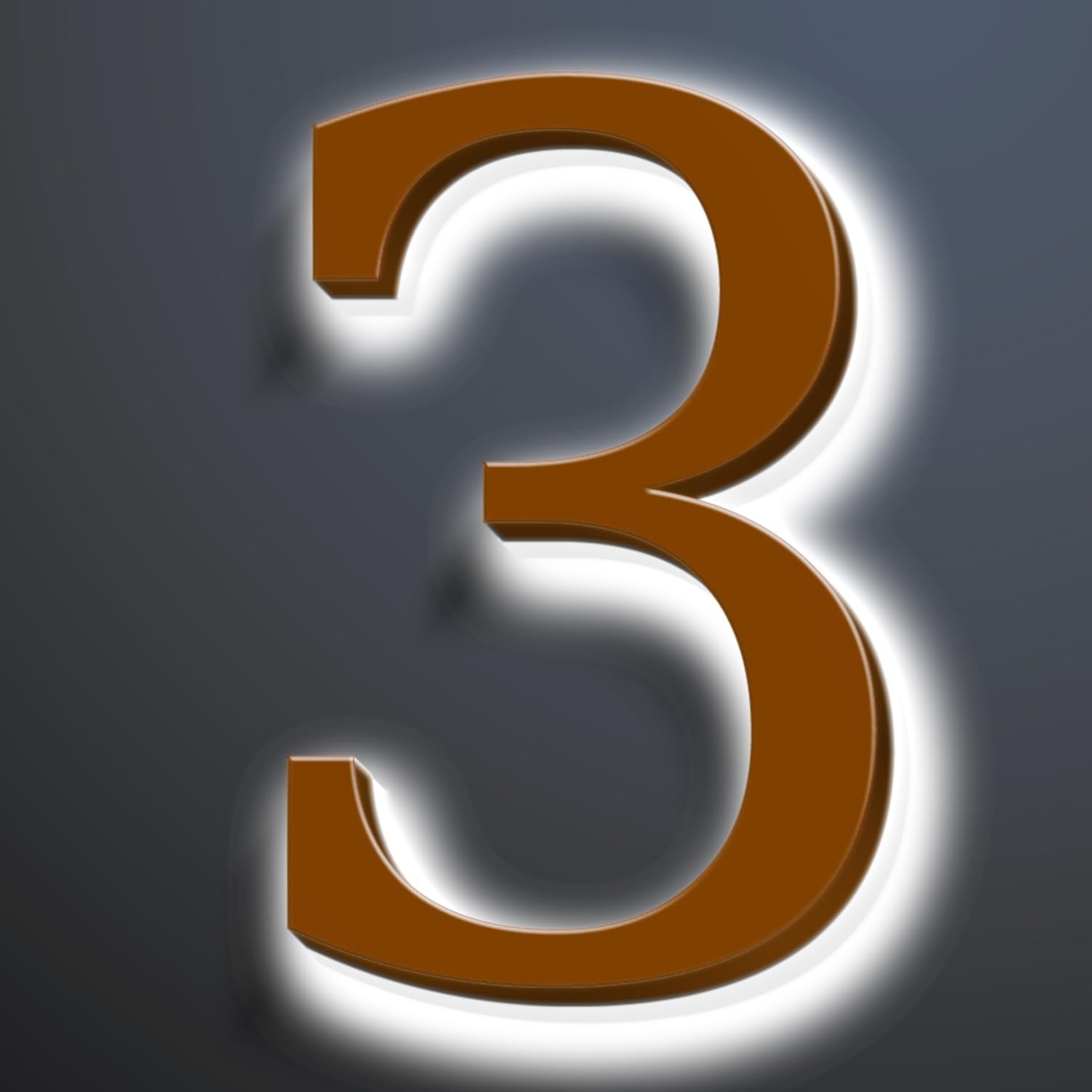 Illuminated LED House Numbers 20 Inch, Backlit LED Illuminated Address Number, Large Modern Lighted House Number For Outdoor, Metal Address Signs, Brown, White Light,3