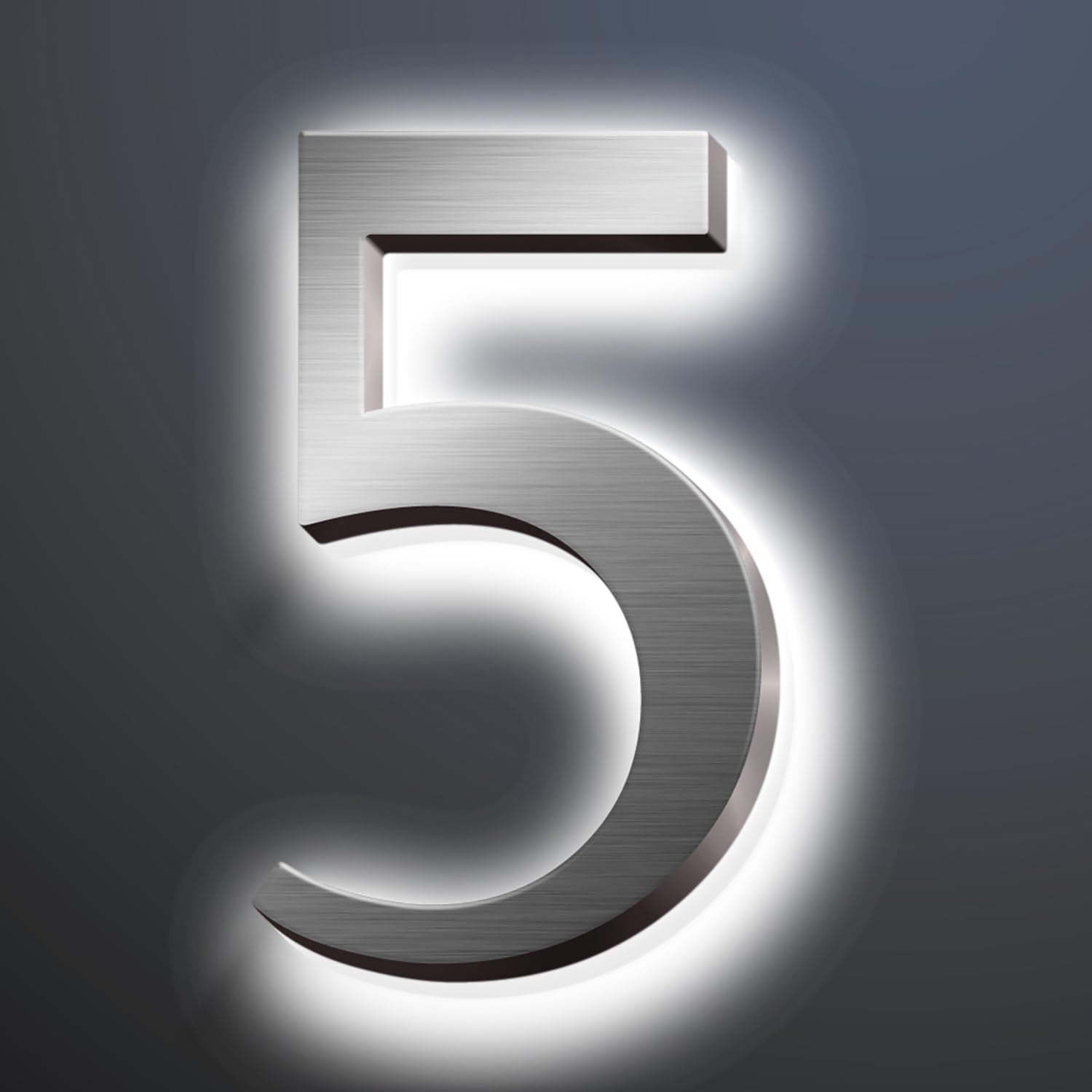 Backlit LED Illuminated Home Address Numbers 16', Large Modern Stainless Steel Illuminated House Numbers For Outside, Lighted Address Signs For A Stylish Look,5