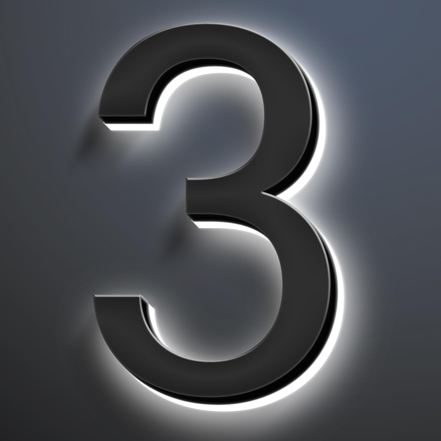 Backlit LED Illuminated Address Number Sign, Stainless Steel Hand-Polished For House Address Signs, Waterproof Modern Lighted House Numbers For Outside,18 Inch/450mm,3