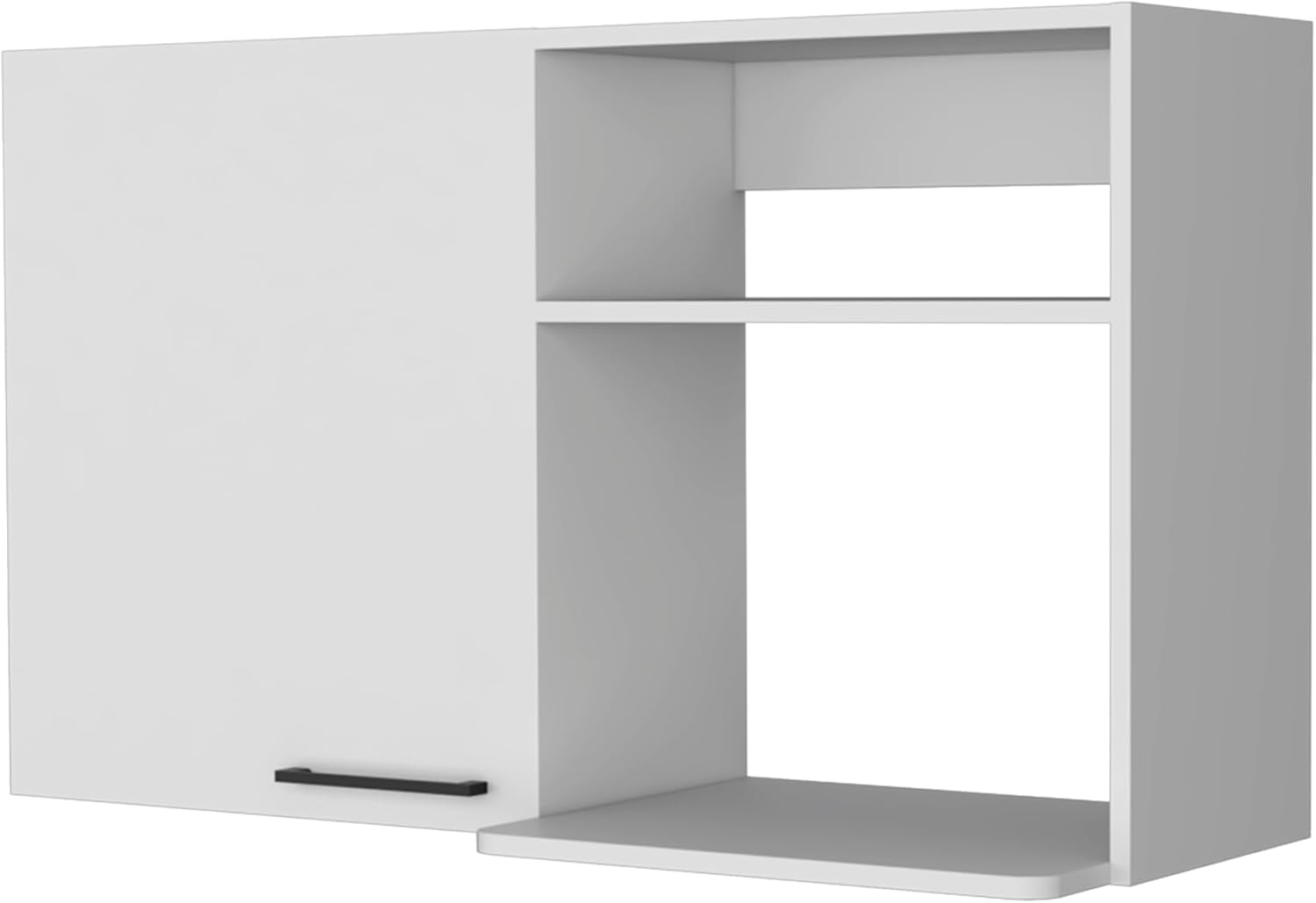 40' Single Door Freestanding Storage Cabinet, Kitchen Storage Bakers Rack with Side Shelves, Utility Food Cupboard with Metal Handles for Kitchen Storage, White