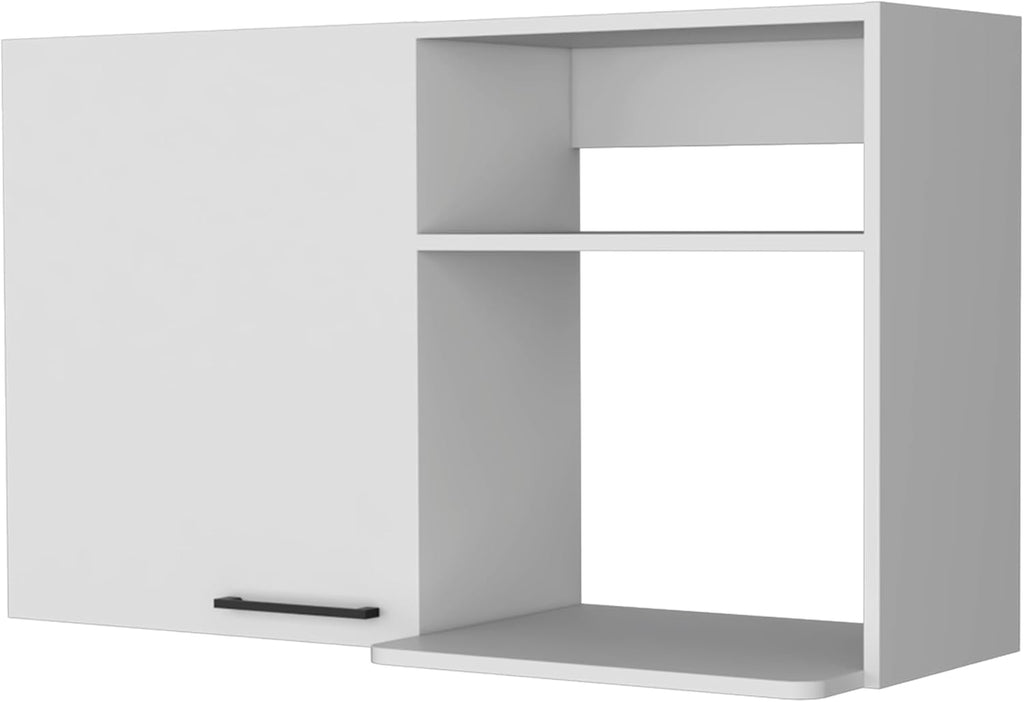 40' Single Door Freestanding Storage Cabinet, Kitchen Storage Bakers Rack with Easy Assembly, Utility Food Cupboard with Side Shelves for Kitchen Storage, White