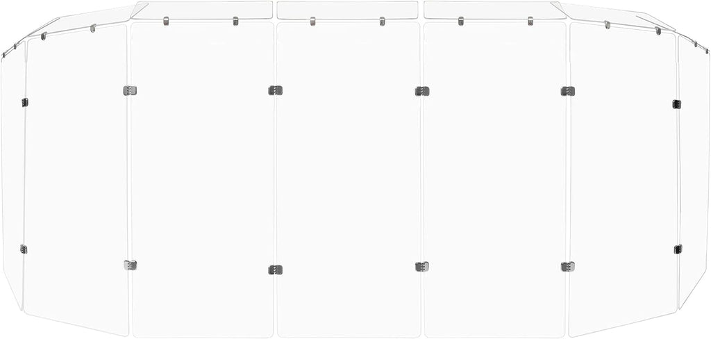 PENNZONI Drum Shield 4ft w/Deflectors & Chrome Hinges, Comes w/ 7 Drum Panels, 7 Deflectors, Chrome Hinges & Deflector Connectors, Premium Clear Acrylic Panels