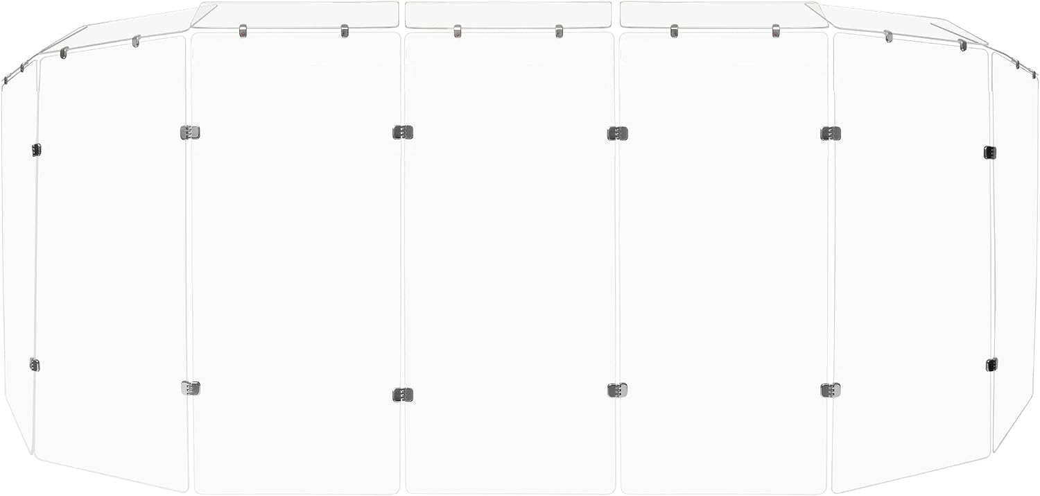 PENNZONI Drum Shield 4ft w/Deflectors & Chrome Hinges, Comes w/ 7 Drum Panels, 7 Deflectors, Chrome Hinges & Deflector Connectors, Premium Clear Acrylic Panels
