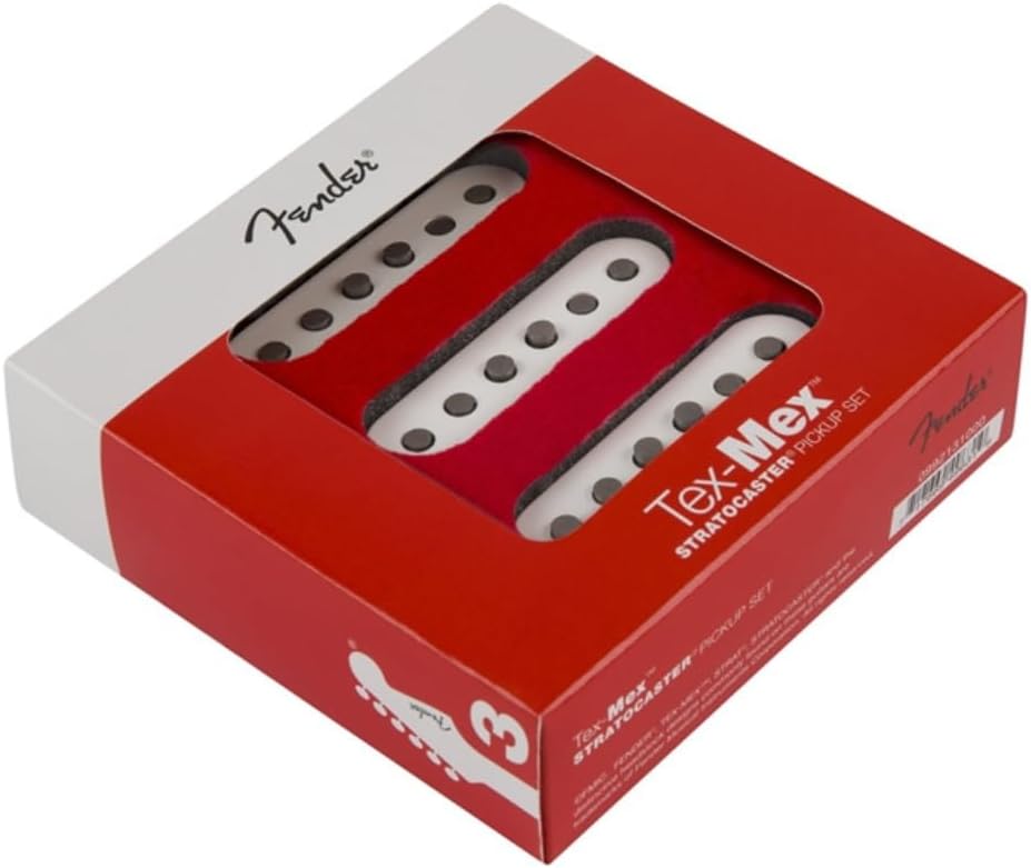 Fender TexMex Strat Pickup Set (White) Bundle with 12x Fender Guitar Picks and Liquid Audio Instrument Polishing Cloth - Fender Stratocaster Pickups