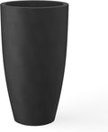 Kante 23.6' H Black Finish Concrete Tall Planters Large Outdoor Indoor Decorative Plant Pots with Drainage Hole and Rubber Plug, Modern Tapered Style for Home and Garden