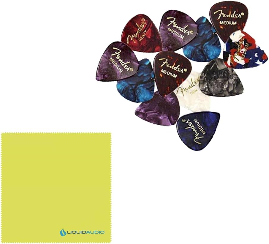 Fender TexMex Strat Pickup Set (White) Bundle with 12x Fender Guitar Picks and Liquid Audio Instrument Polishing Cloth - Fender Stratocaster Pickups