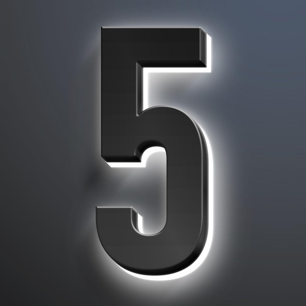Backlit LED Illuminated House Numbers For Outside, Modern Lighted Home Address Numbers For Outdoor, Waterproof Stainless Steel Lighted House Numbers Signs,18 Inch/450mm,5