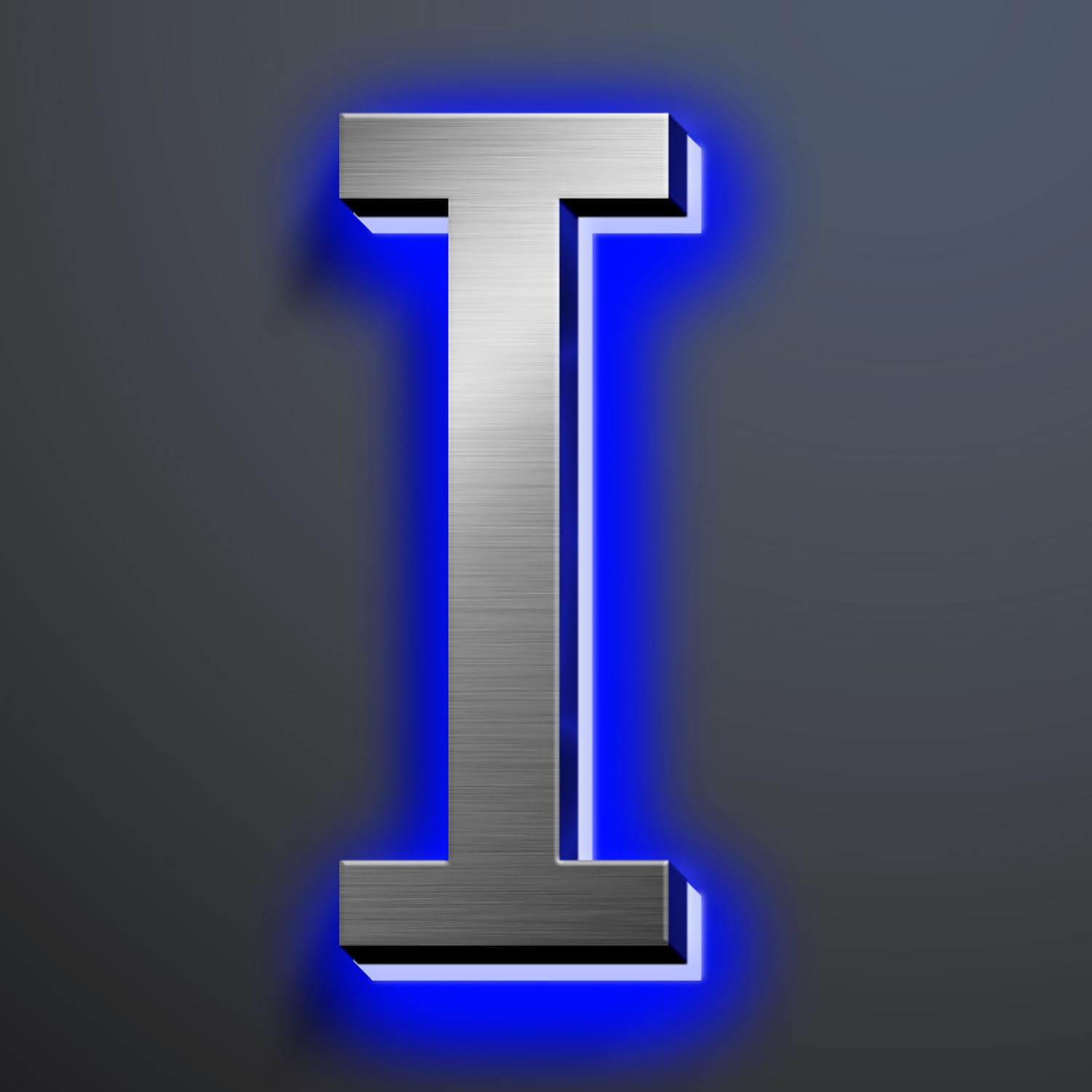 Illuminated House Numbers 18 Inch, Backlit Illuminated LED House Address Numbers For Outside, Modern Metal Lighted Address Numbers Signs, Brushed Silver, Blue Light,I
