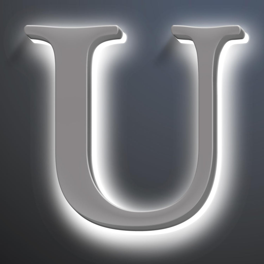 Backlit LED Address Number Get Noticed, 18 Inch Illuminated House Numbers, Lighted Up Home Address Number For Yard, Modern Metal Lighted House Number For Outside,U