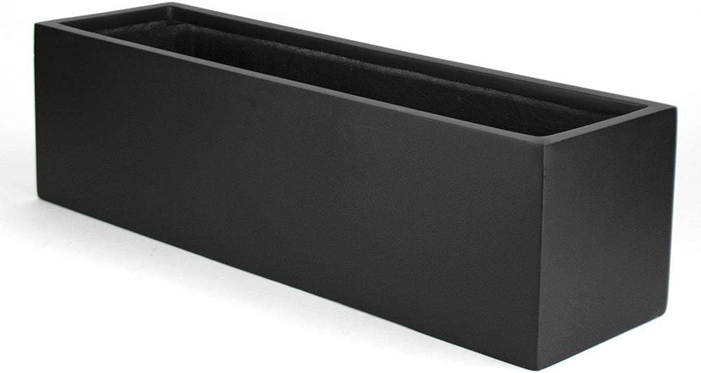 Vase Source Matte Black Rectangle Large Planter - Fiberglass Flower Pot 8' High x 8' Wide x 28' Long