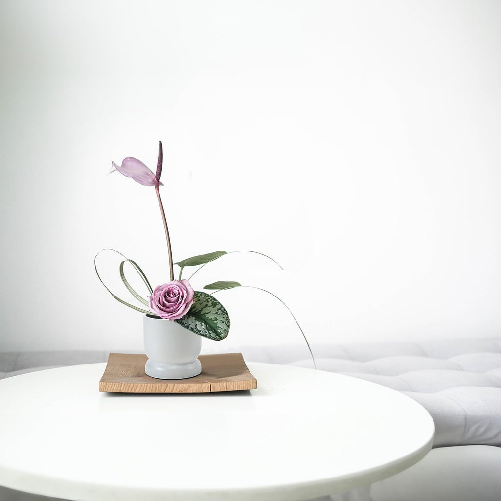 WGVI White Modern Pedestal Vase Ceramic Bowl, 4' x 4.25'H, Sleek Contemporary Flower or Plant Container, Floral Home Décor Planter, No Drain Hole, 12 Piece
