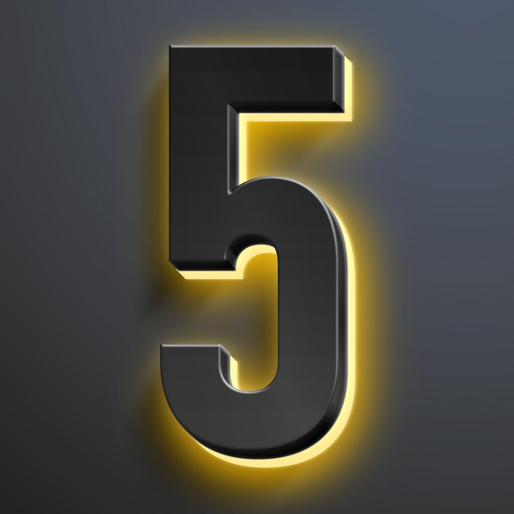 Illuminated House Address Numbers Signs, Up-Scale Modern Look, Backlit LED Illuminated Home Address Number, Stainless Steel Lighted House Numbers For Outside,16 Inch/400mm,5