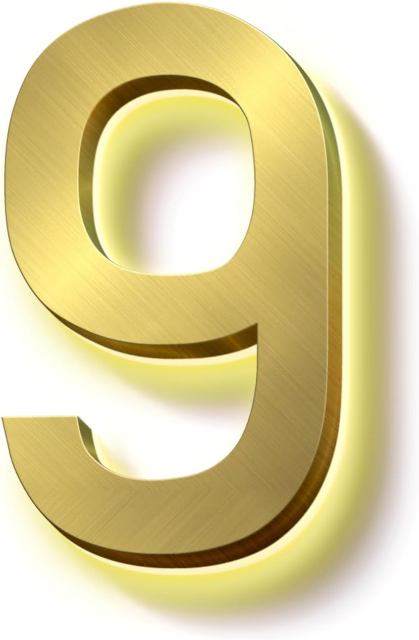 Backlit Illuminated LED House Numbers, Brushed Gold Lighted Address Signs, Modern Weatherproof House Number For Outdoor, Illuminated Address Numbers For Outside