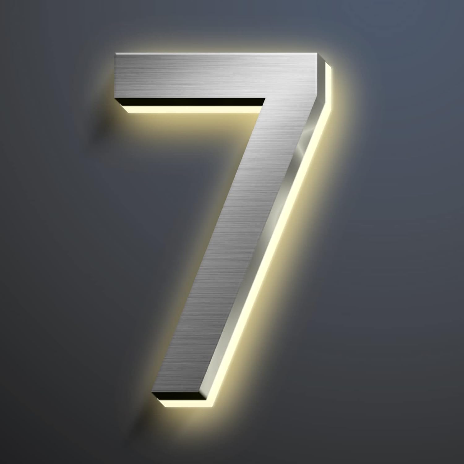 Backlit Illuminated LED House Numbers Signs 40cm, Stainless Steel Modern Lighted Up Address Numbers For Outside, Waterproof, Easy To Install,N
