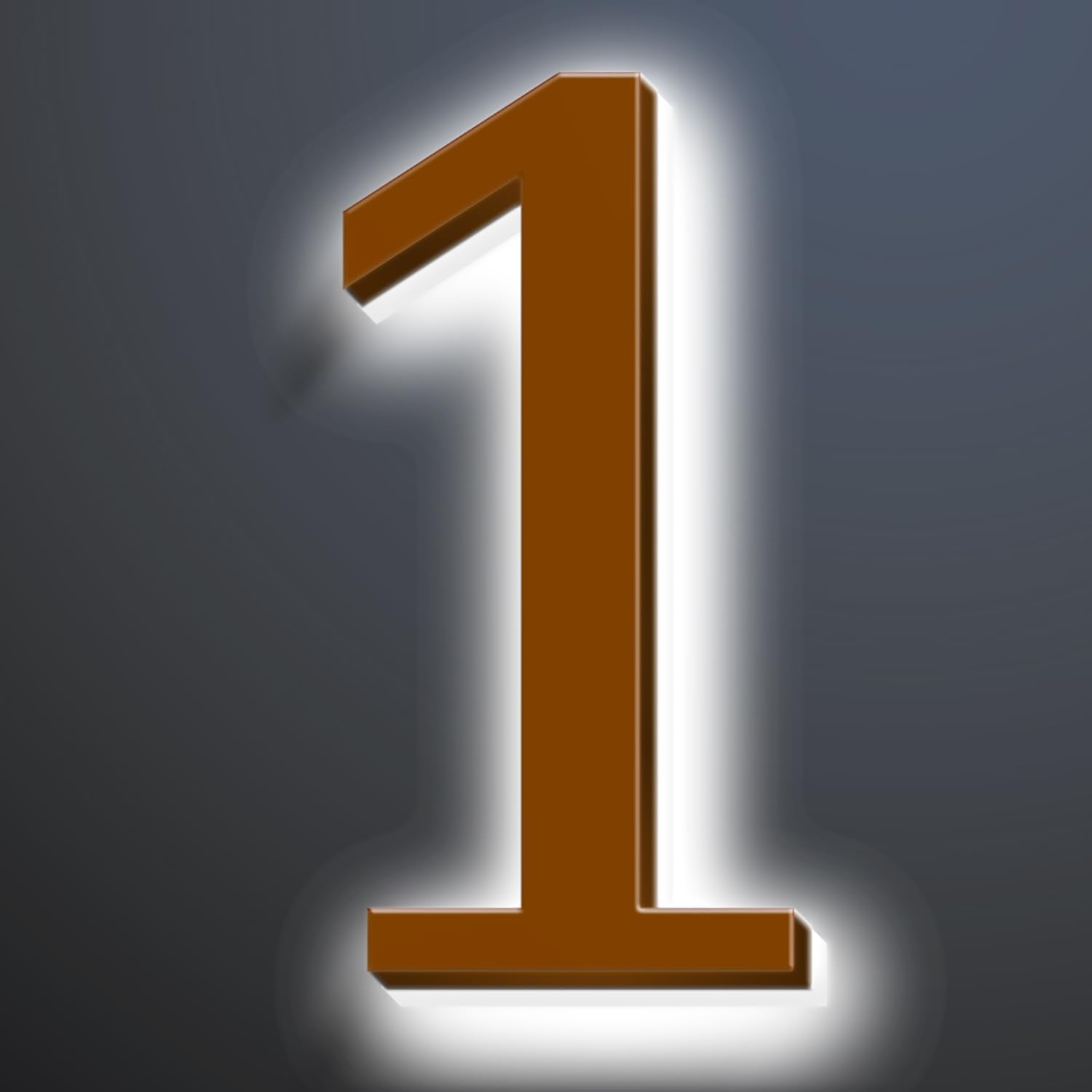 Illuminated LED House Numbers 20 Inch, Backlit LED Illuminated Address Number, Large Modern Lighted House Number For Outdoor, Metal Address Signs, Brown, White Light,1