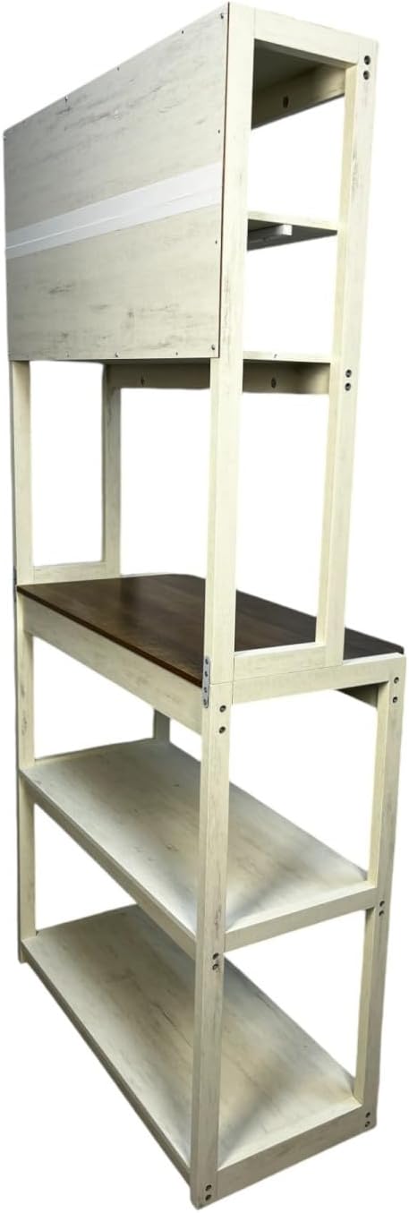 31.50' White & Rustic Brown 5-Tier Bakers Rack Particle Board Spacious Storage Display Kitchen Elegant