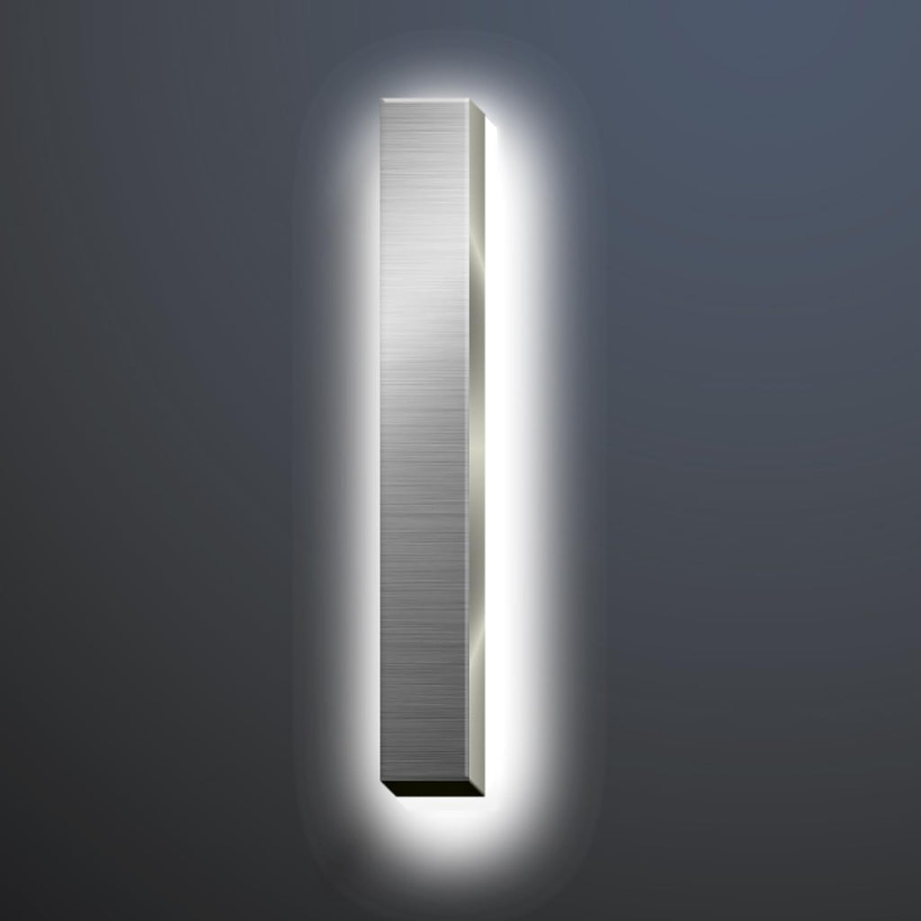 Backlit LED Illuminated Address Signs For Homes 16', Stainless Steel Hand-polished Address Numbers, Modern Large Lighted House Numbers, Brushed Silver, White Light,I