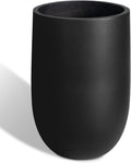 Heyzier Concrete Planter Outdoor Indoor, Large Tall Cement Plant Pots for Trees Flowers (Black, 22 inch) (Black, 22 inch)