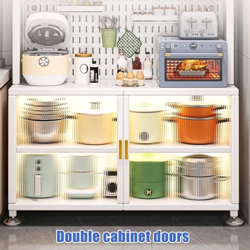 5-Tier Kitchen Baker's Rack with Microwave Stand, Flip Door Cabinet & Pegboard Storage, White Sideboard Buffet for Garage & Pantry, 80cm/31.4in