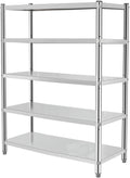 Stainless Steel Shelves 48x18x70 Inch Storage Rack 5 Tier Adjustable Shelving Units for Kitchen, Office