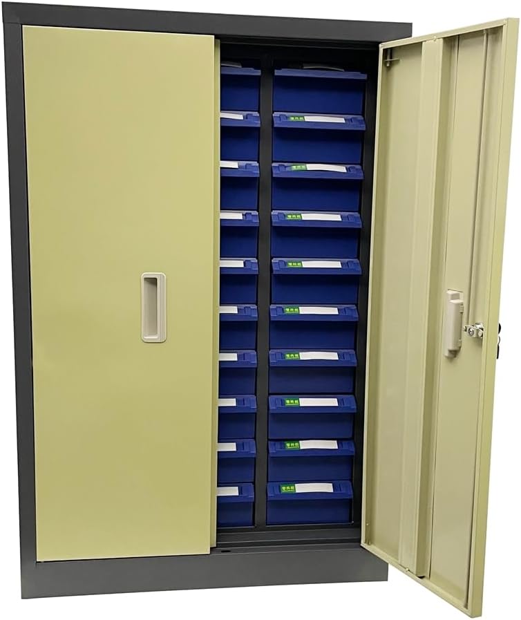 TECHTONGDA Bolt and Nut Tool Storage Cabinet 30 Drawers Parts Cabinet Contains Assortment KIT Metal Organization Shelves with Lock and Door