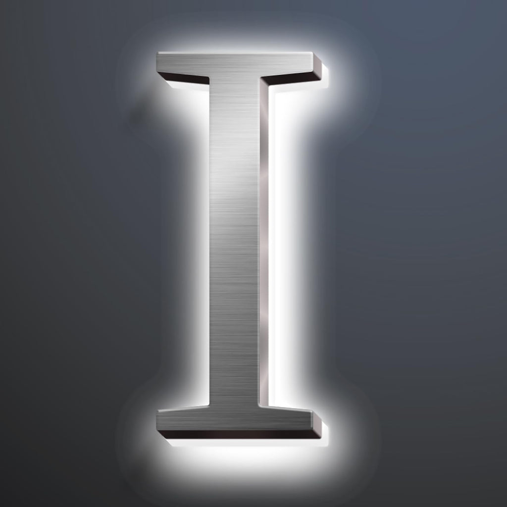 Backlit LED Illuminated Home Address Numbers 16', Large Modern Stainless Steel Illuminated House Numbers For Outside, Lighted Address Signs For A Stylish Look,I