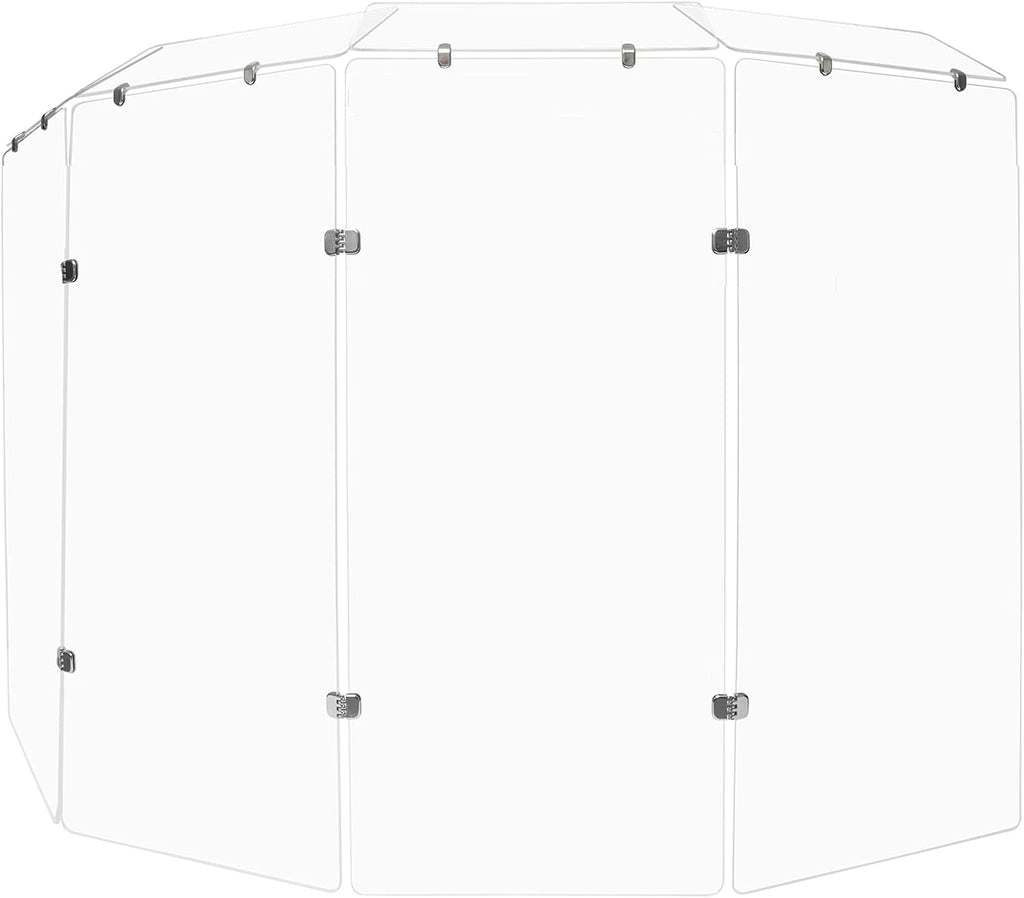 PENNZONI Drum Shield 4ft w/Deflectors & Chrome Hinges, Comes w/ 4 Drum Panels, 4 Deflectors, Chrome Hinges & Deflectors Connectors, Premium Clear Acrylic Panels