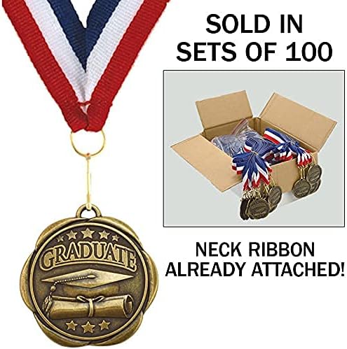 Set of 100 Award Medals with Neck Ribbons
