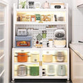 5-Tier Kitchen Baker's Rack with Microwave Stand, Flip Door Cabinet & Pegboard Storage, White Sideboard Buffet for Garage & Pantry, 80cm/31.4in