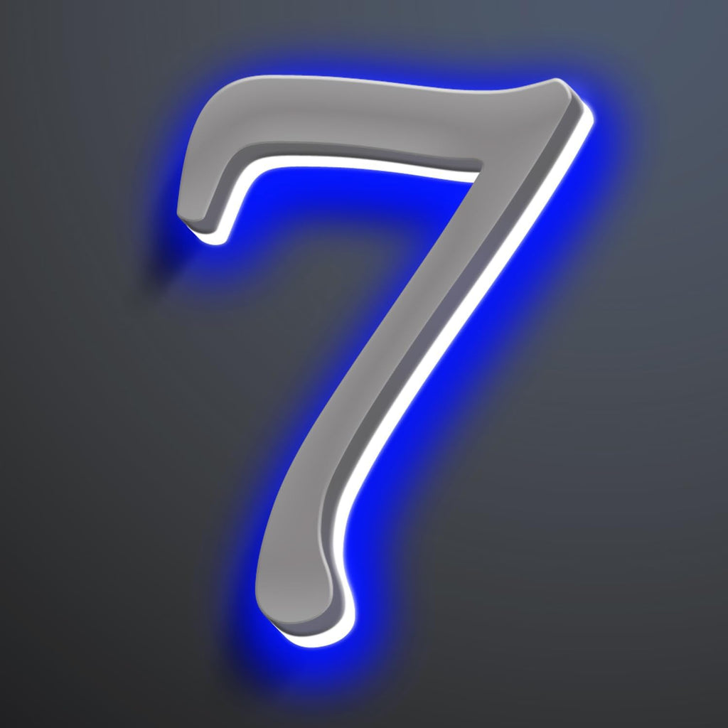 Backlit LED Illuminated Home Address Numbers 16 Inch, Stainless Steel Hand-Polished For House Address Signs, Large Lighted House Numbers, Modern Address Numbers,7