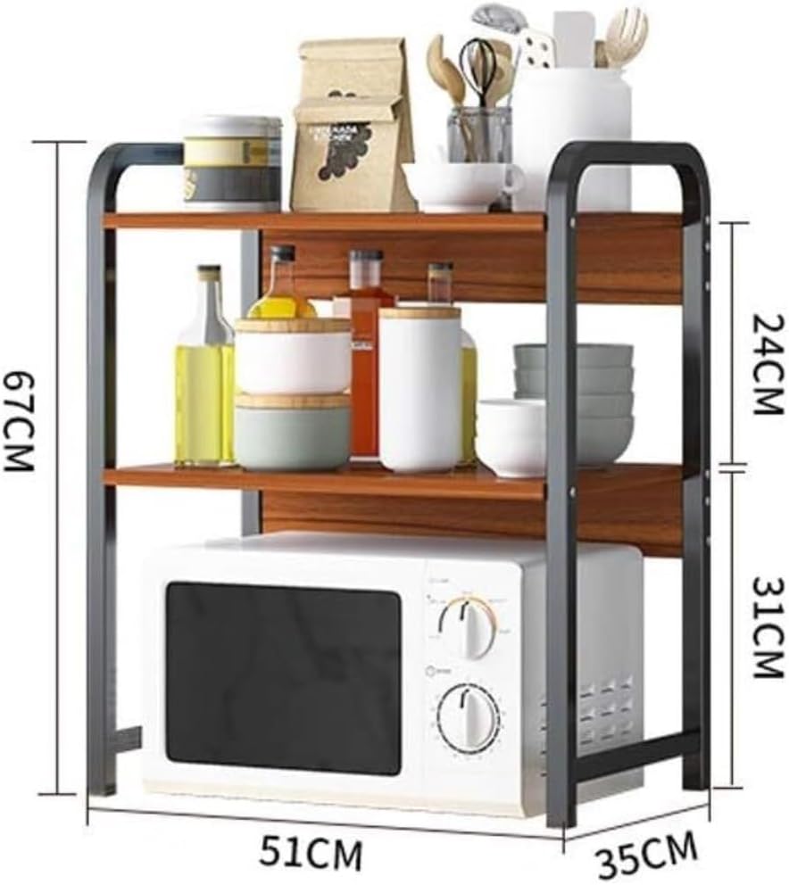 Microwave Oven Rack 2-Tiers Microwave Oven Rack Double Layer Kitchen Microwave Oven Rack Steel Storage Rack Organizer for Kitchen Counter (Color : White)