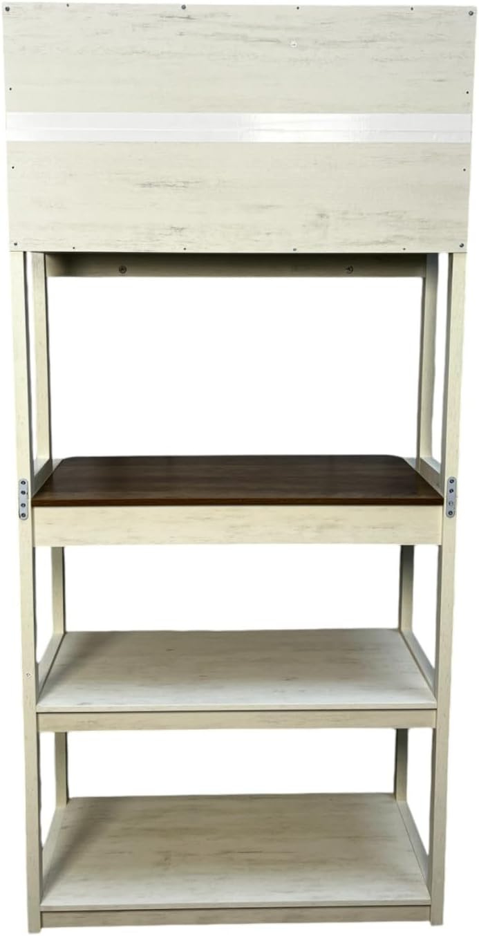 31.50' White & Rustic Brown 5-Tier Bakers Rack Particle Board Spacious Storage Display Kitchen Elegant