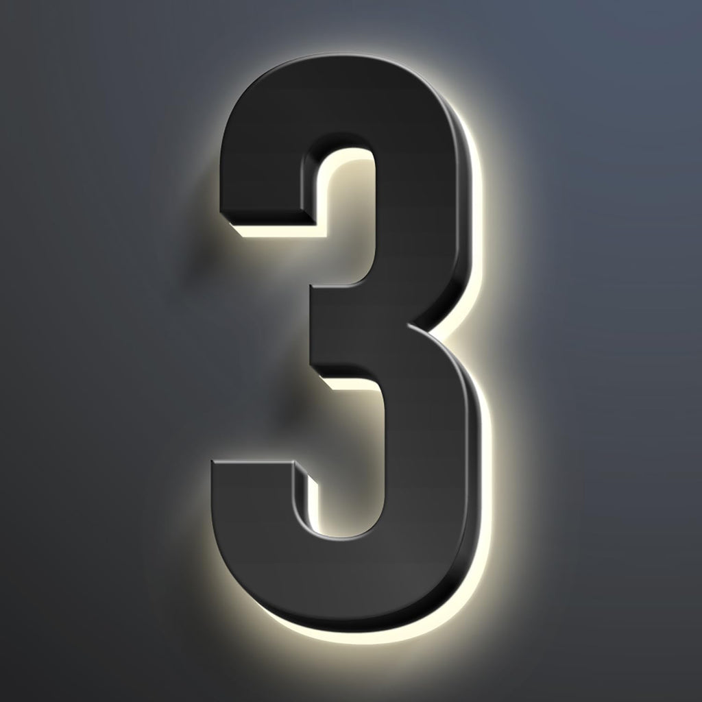 Illuminated House Address Numbers Signs, Stainless Steel,Up-Scale Modern Look, Backlit LED Illuminated Home Address Number, Lighted House Numbers For Outside,18 Inch/450mm,3