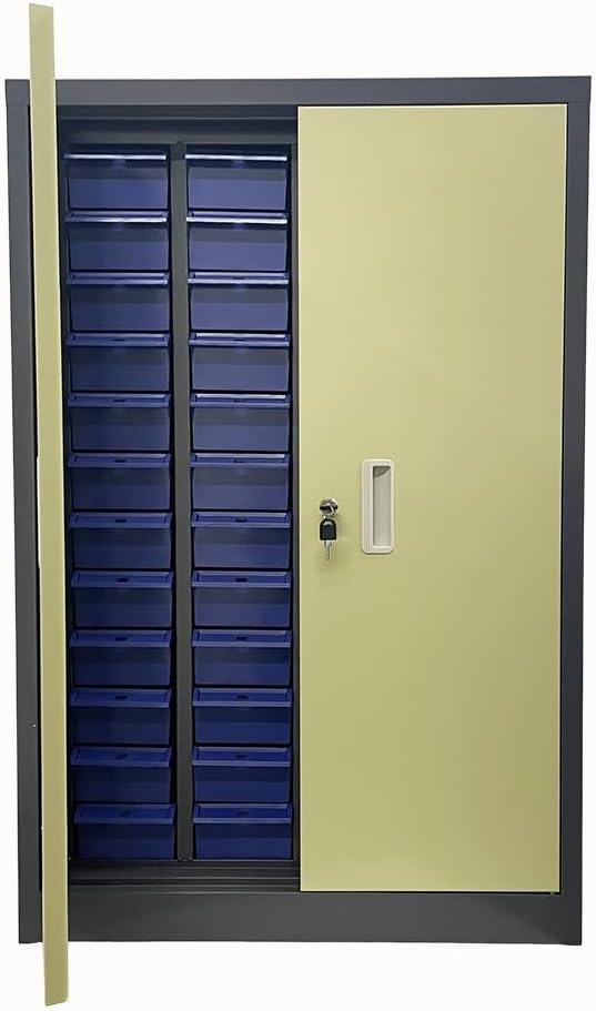 TECHTONGDA Bolt and Nut Tool Storage Cabinet 48 Drawers Parts Cabinet Contains Assortment KIT Part Cabinet Organization Shelves with Lock and Door