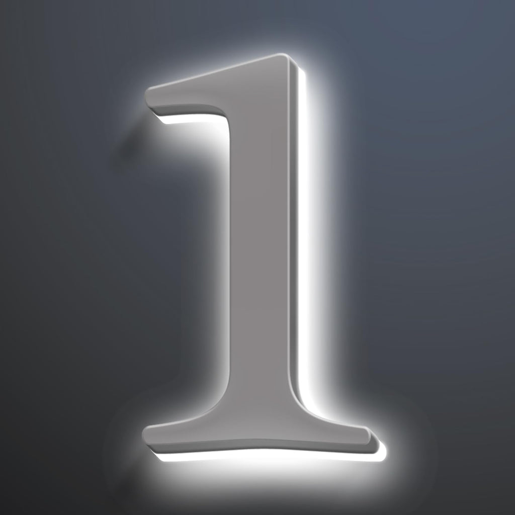 Backlit LED Address Number Get Noticed, 18 Inch Illuminated House Numbers, Lighted Up Home Address Number For Yard, Modern Metal Lighted House Number For Outside,1