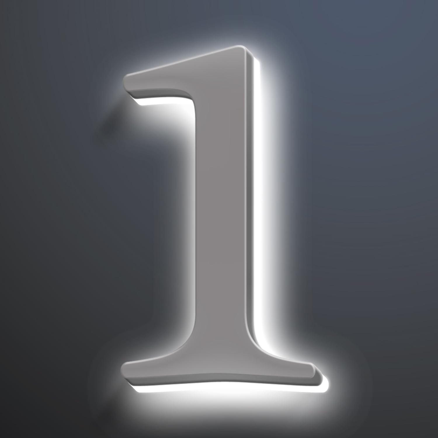 Backlit LED Address Number Get Noticed, 18 Inch Illuminated House Numbers, Lighted Up Home Address Number For Yard, Modern Metal Lighted House Number For Outside,1