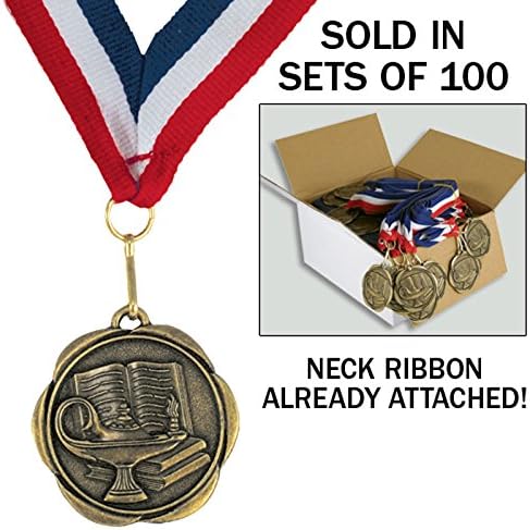 Set of 100 Award Medals with Neck Ribbons
