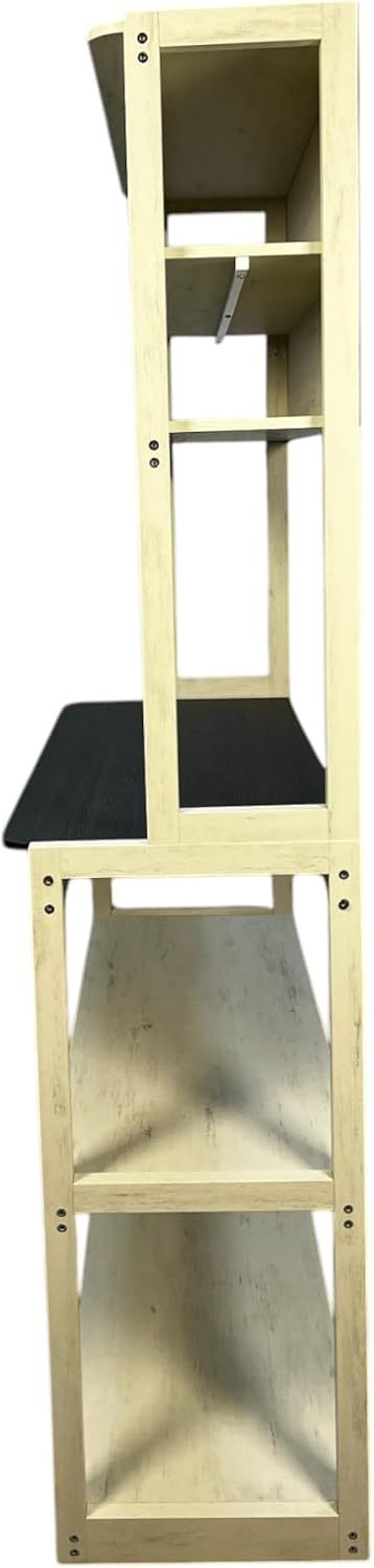39.37' White and Black Color 5 Tier Bakers Rack for Kitchen with Storage, Coffee Bar, Kitchen Shelves, Microwave Stand