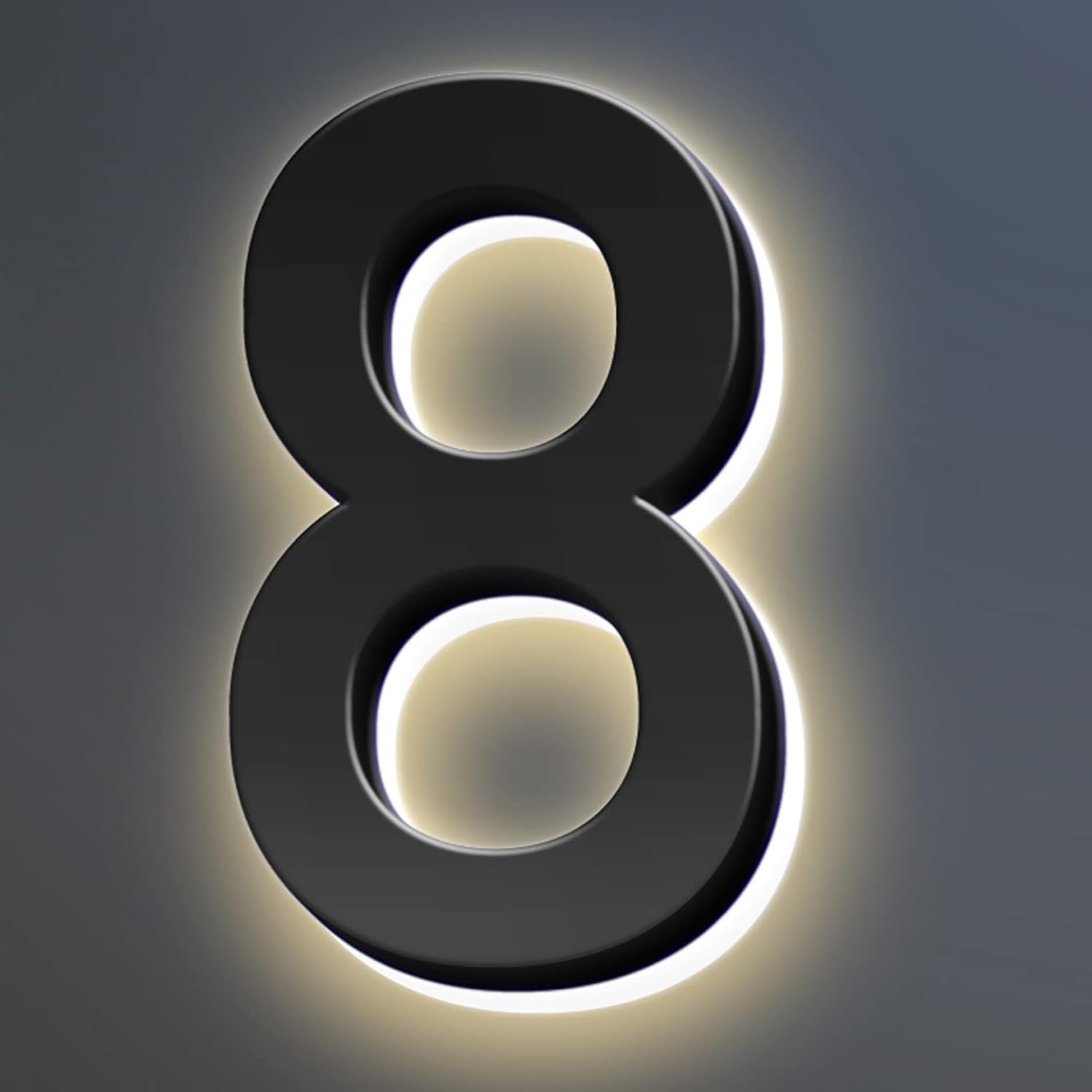 Backlit Illuminated LED House Numbers, Matte Black, Address Signs Lighted Plaque, Outdoor/Indoor, Modern, Weatherproof And Corrosion Resistant, Day & Night,14 Inch/35cm,2