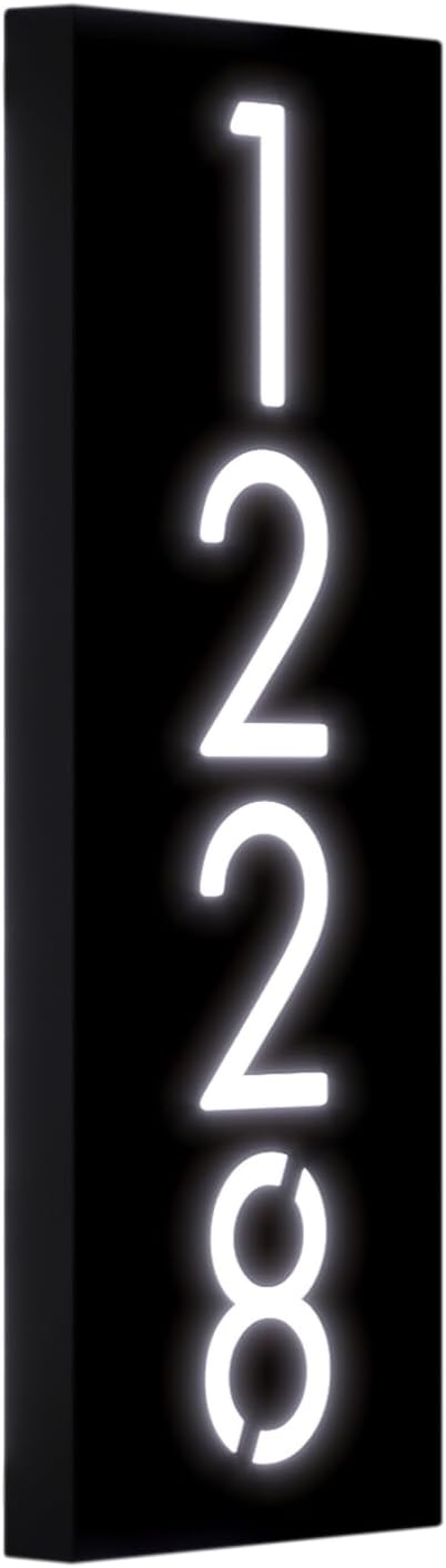 Customizable 12V LED Lighted Address Plaque, Backlit House Number Sign with 304 Stainless Steel Exterior (Only white light)