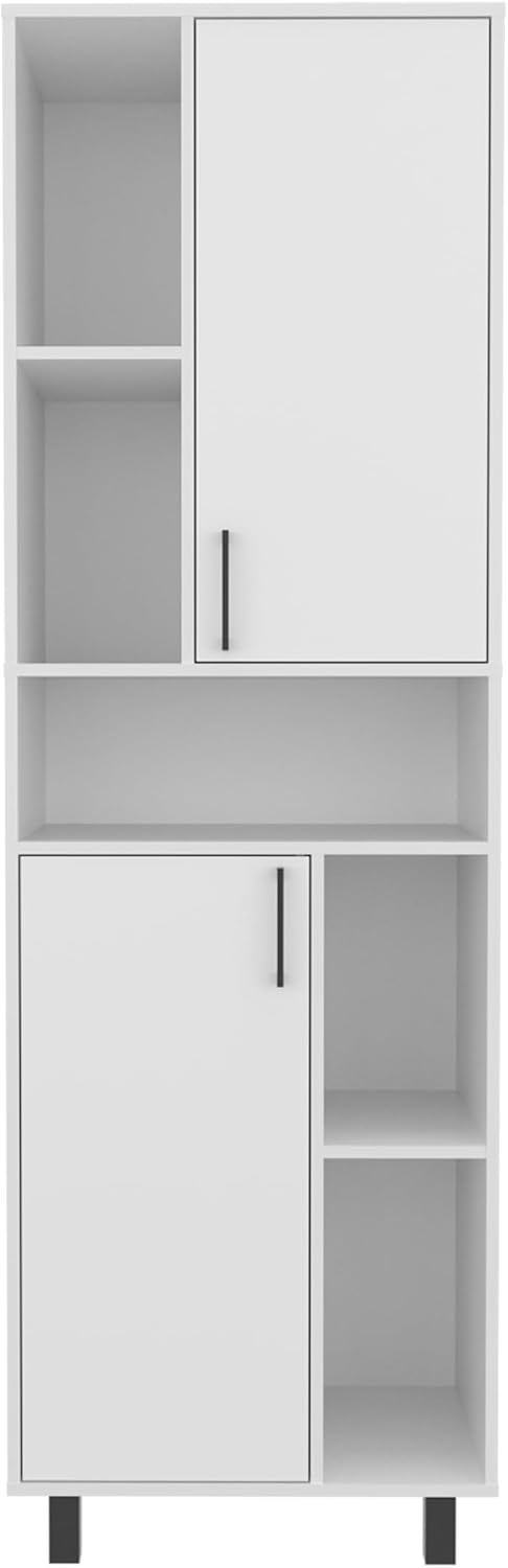 75' Vertical Freestanding Storage Cabinet, Kitchen Storage Bakers Rack with Double Doors, Utility Food Cupboard with Multi-Shelves for Kitchen, Apartment, White