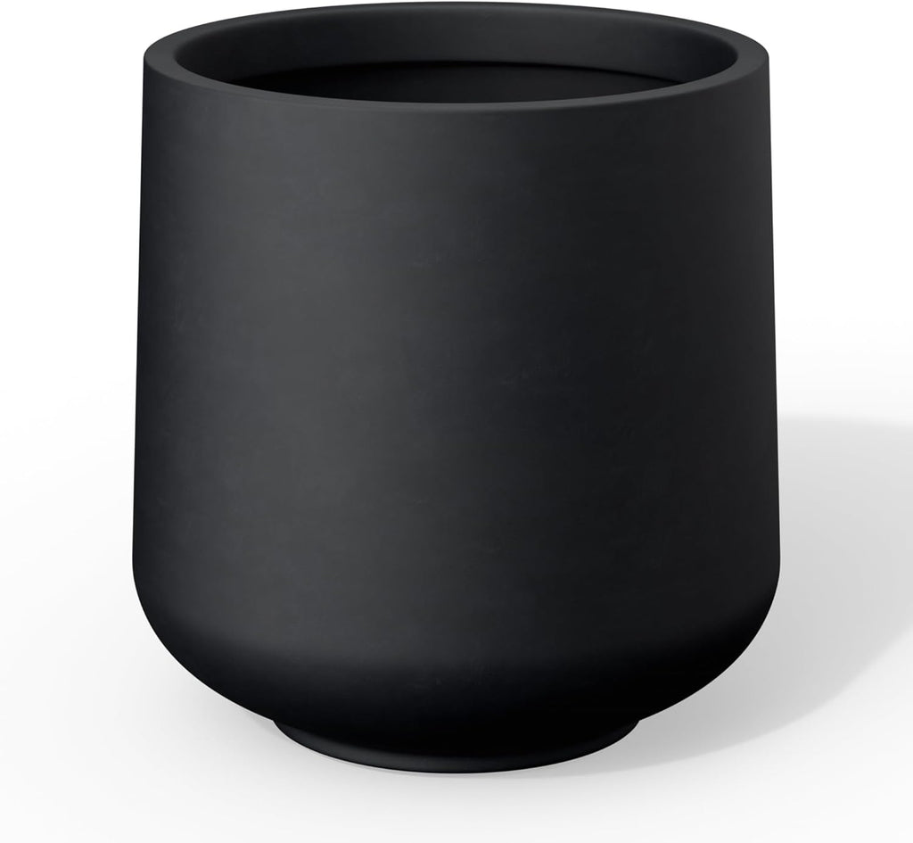 Kante 15.3' Dia Round Concrete Planter, Outdoor Indoor Large Plant Pots Containers with Drainage Hole and Rubber Plug for Home Garden Patio, Black