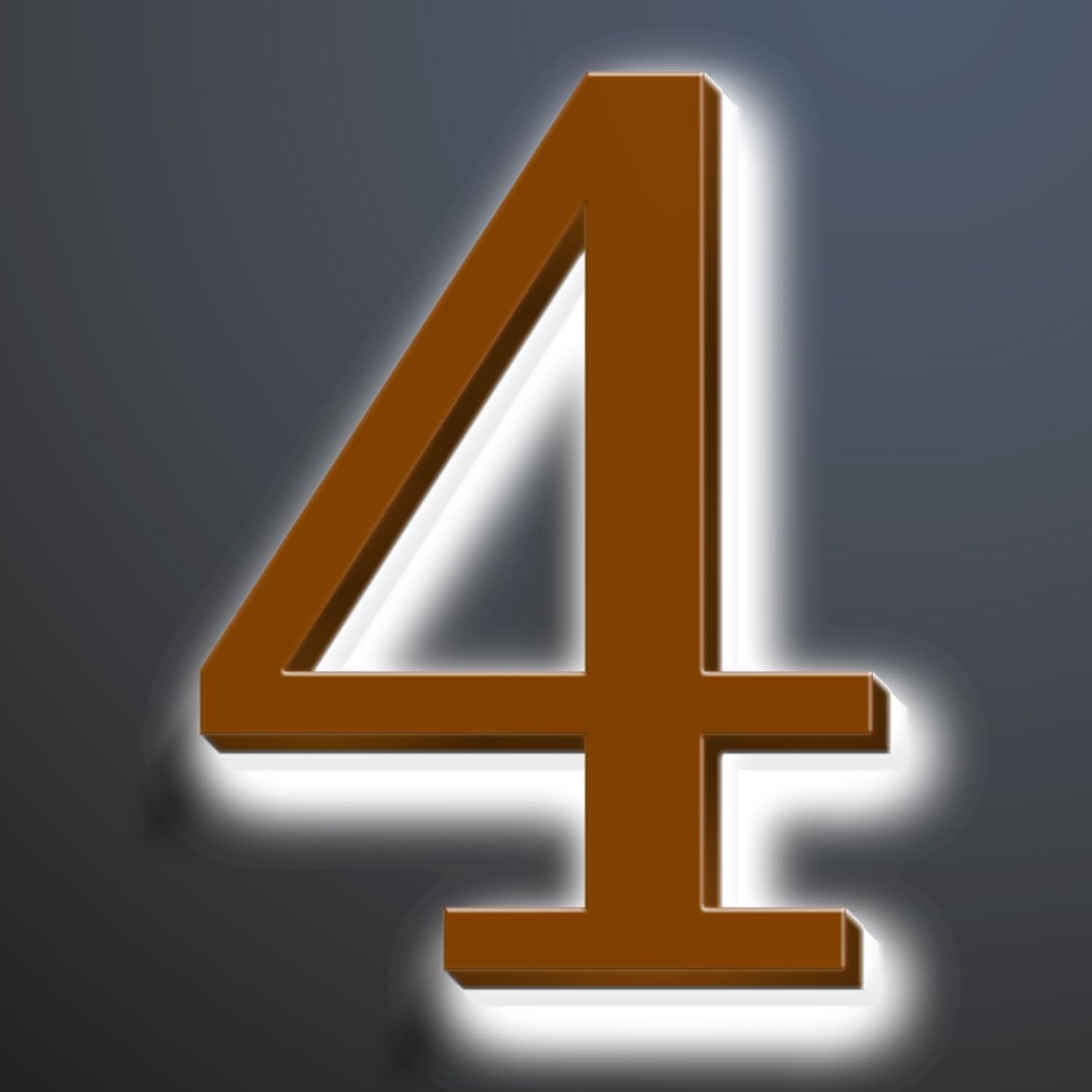 Illuminated LED House Numbers 20 Inch, Backlit LED Illuminated Address Number, Large Modern Lighted House Number For Outdoor, Metal Address Signs, Brown, White Light,4