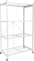 Origami R5 Foldable 4-Tier Garage Shelving Heavy Duty Shelving with Wheels, Metal Storage Rack Holds 1000 pounds, Garage Storage Rack & Organization, Storage Shelving (White, R5)
