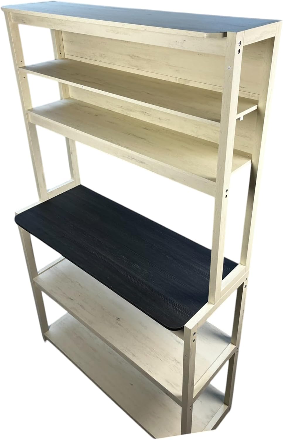 39.37' White and Black Color 5 Tier Bakers Rack for Kitchen with Storage, Coffee Bar, Kitchen Shelves, Microwave Stand