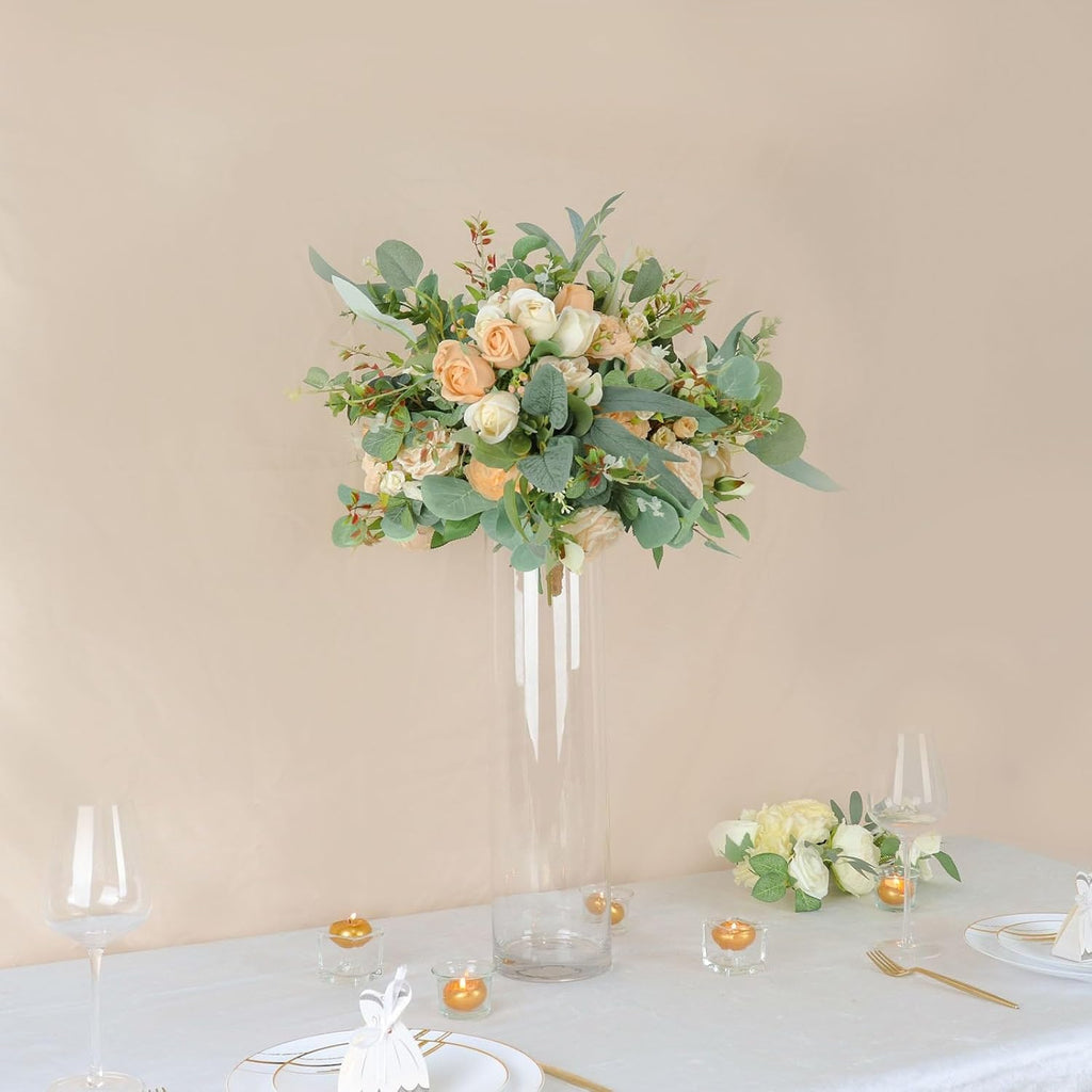 Efavormart 6pcs/Set 20' Tall Cylinder Glass Centerpiece Flower Candle Vase for Wedding Party Banquet Events Centerpiece Decoration