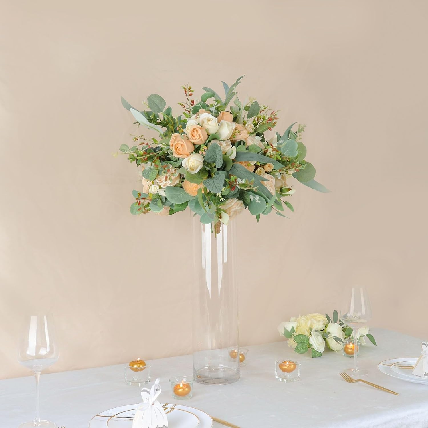 Efavormart 6pcs/Set 20' Tall Cylinder Glass Centerpiece Flower Candle Vase for Wedding Party Banquet Events Centerpiece Decoration